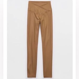 Offline by Aerie Crossover Shimmering Tan Leggings, Medium